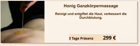 Angebot einzel Seminar Honig Ganzkörper Massage