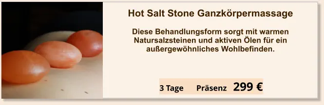 Angebot einzel Seminar Hot Salt Stone Ganzkörper Massage